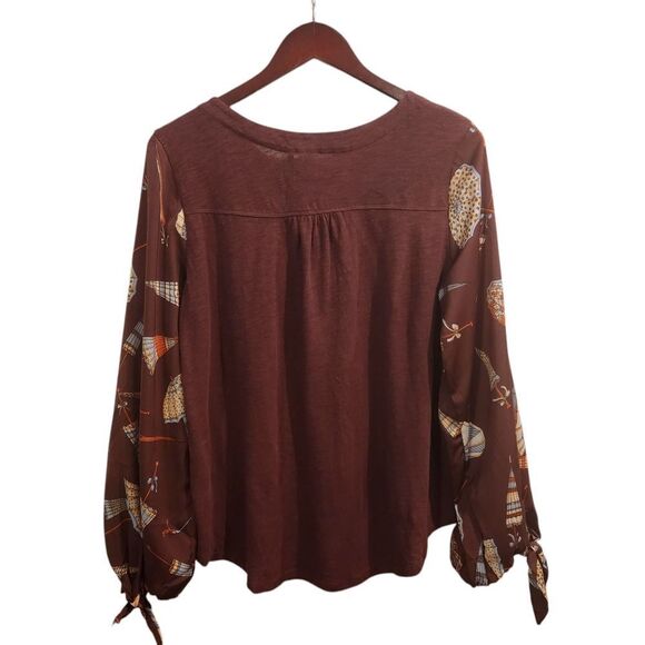 🅢🅐🅛🅔 Anthropologie Maybelle Tie Sleeve Blouse Medium Umbrella Akemi Kin - Picture 2 of 5